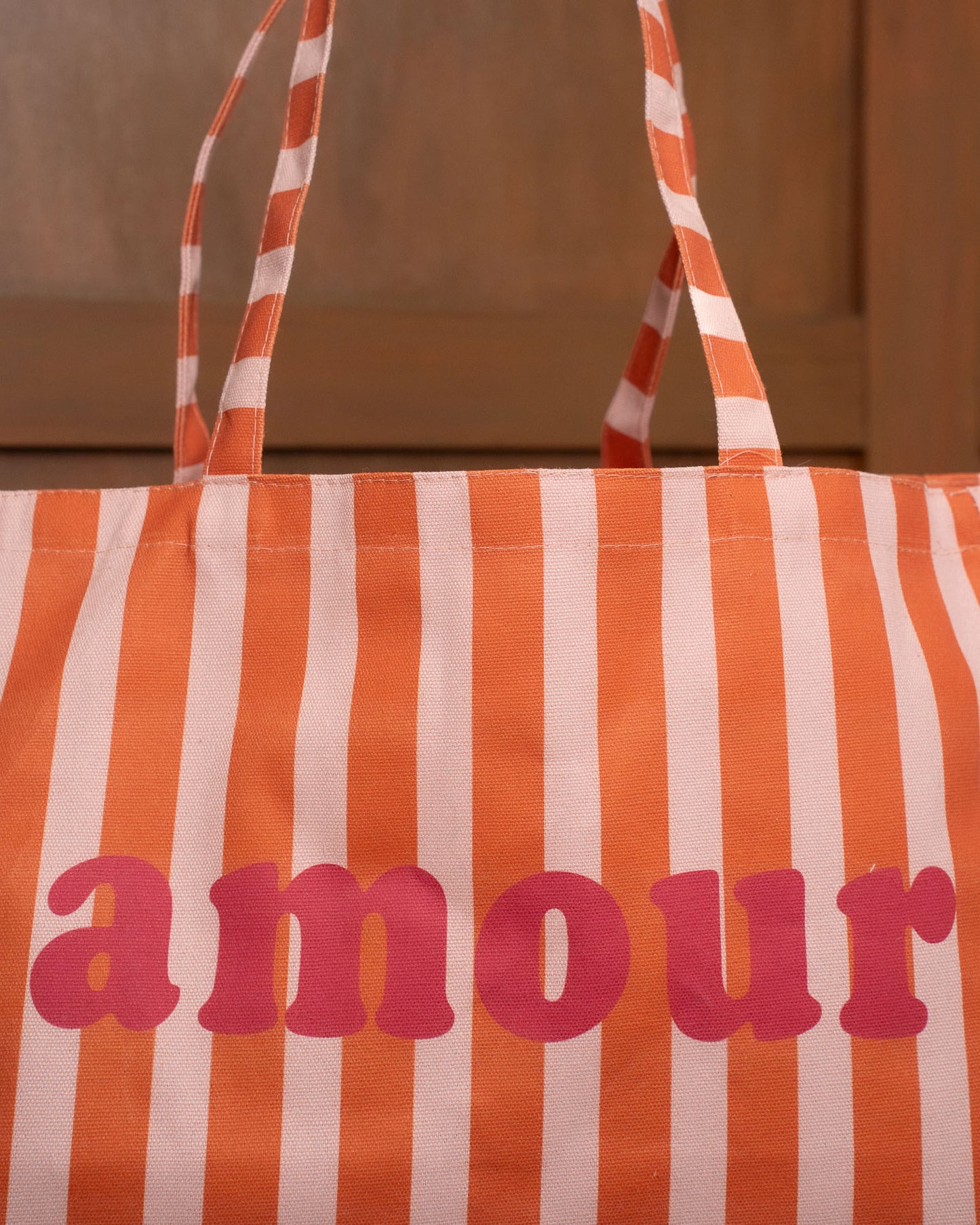 Amour Tote – Coral Stripes