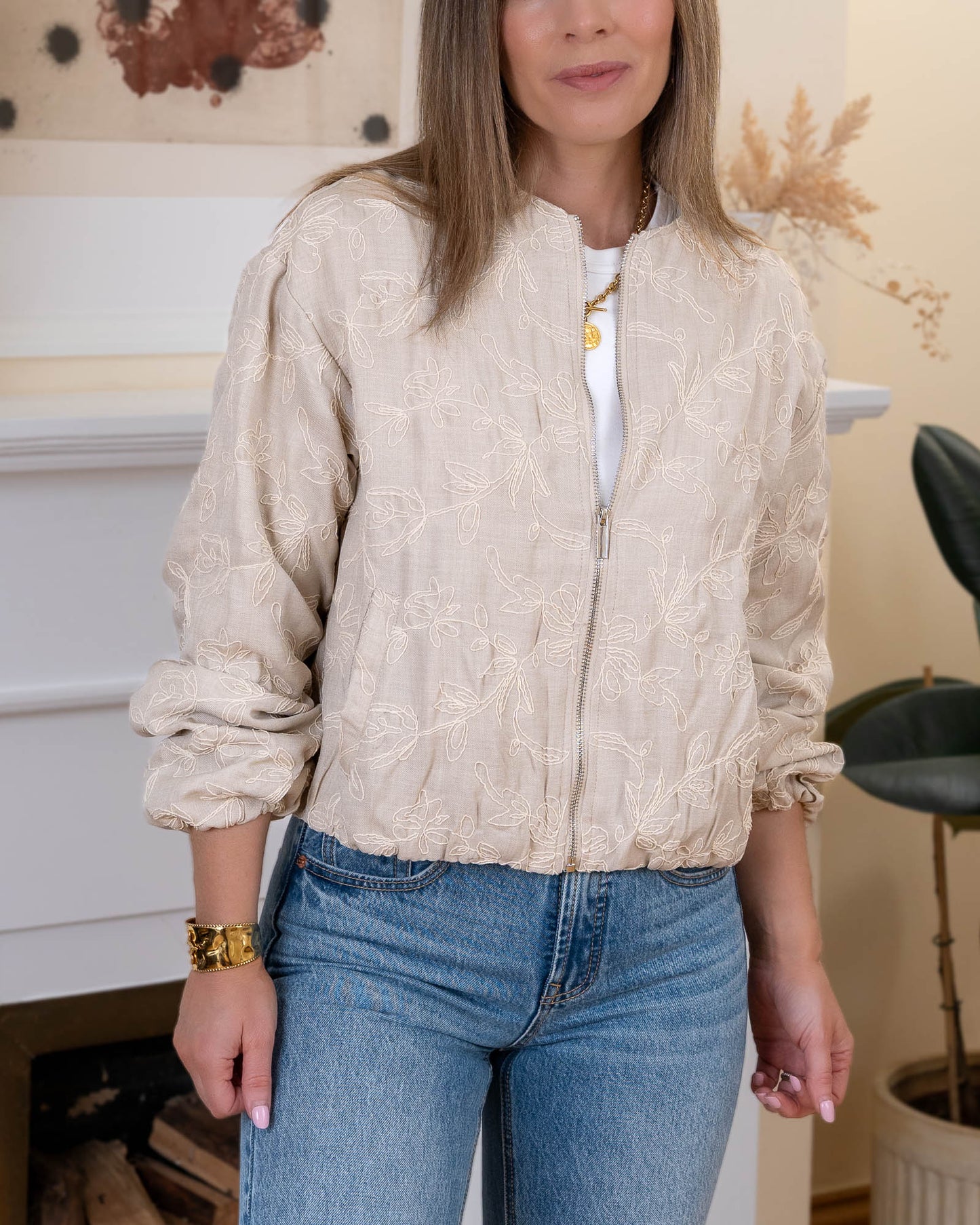 Beige Milan Bomber Jacket