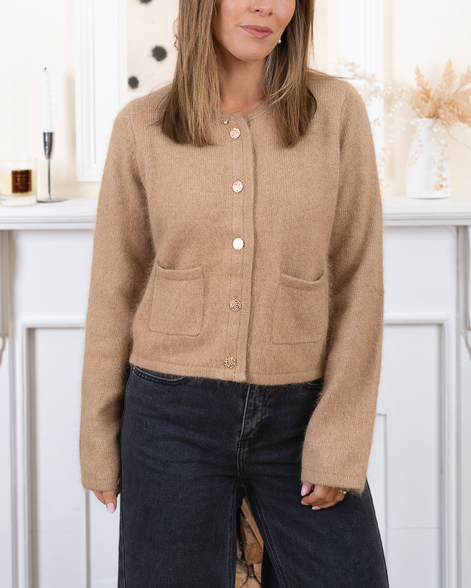 Beige Zoey Angora cardigan