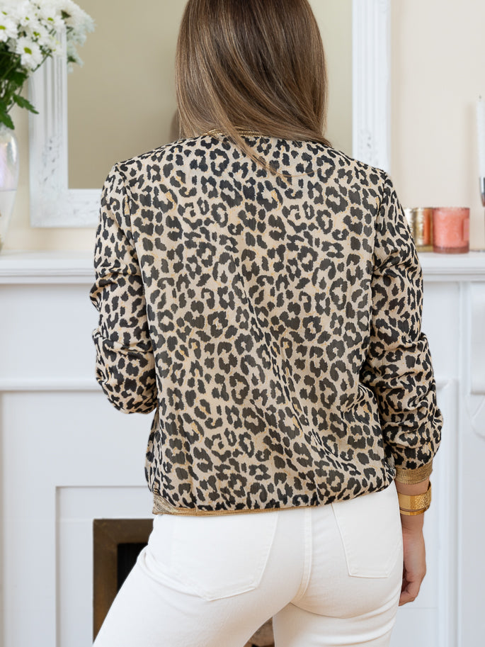 Beige Leo bomber Jacket