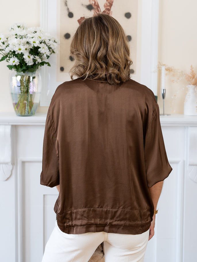Brown Gaby Satin Jacket