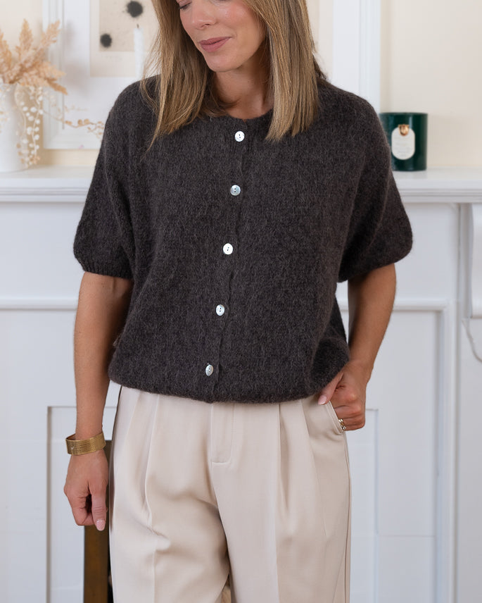 Brown Sabine Alpaca Cardigan
