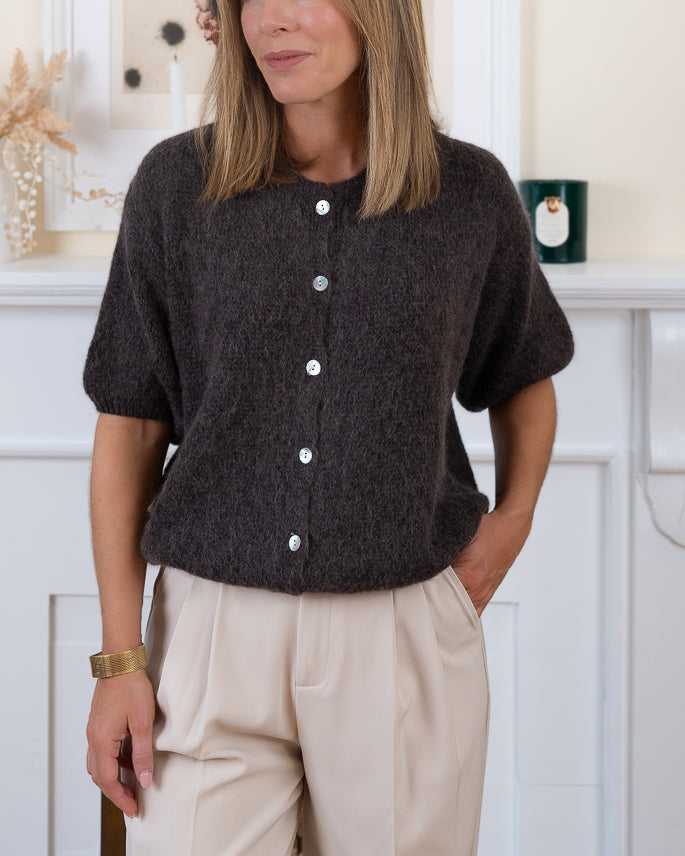 Brown Sabine Alpaca Cardigan