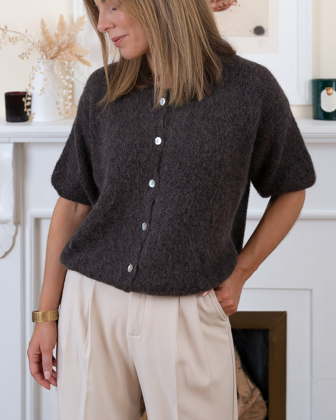 Brown Sabine Alpaca Cardigan
