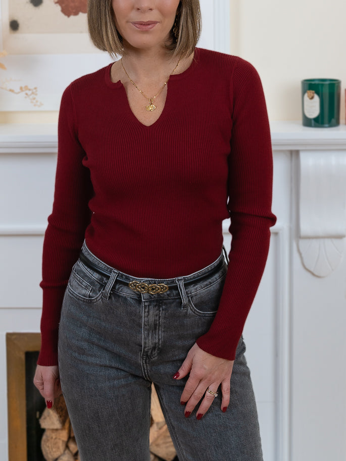 Burgundy Brittany Top