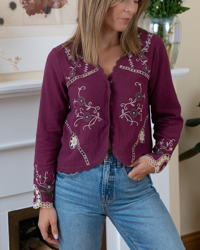 Burgundy Noreen Blouse