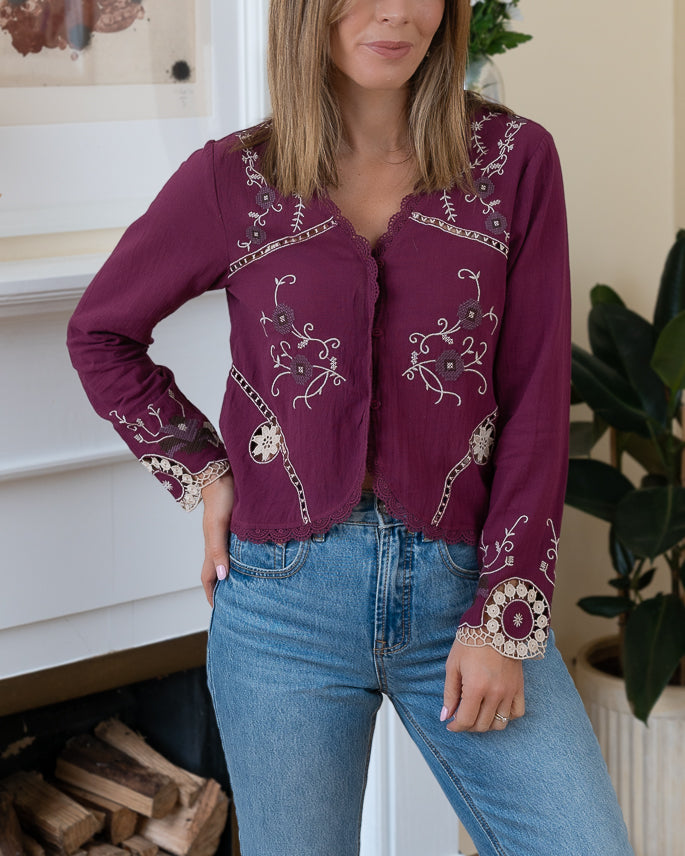 Burgundy Noreen Blouse