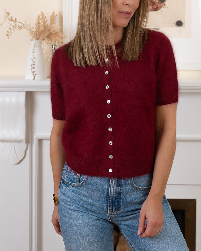 Burgundy Megan Angora Cardigan