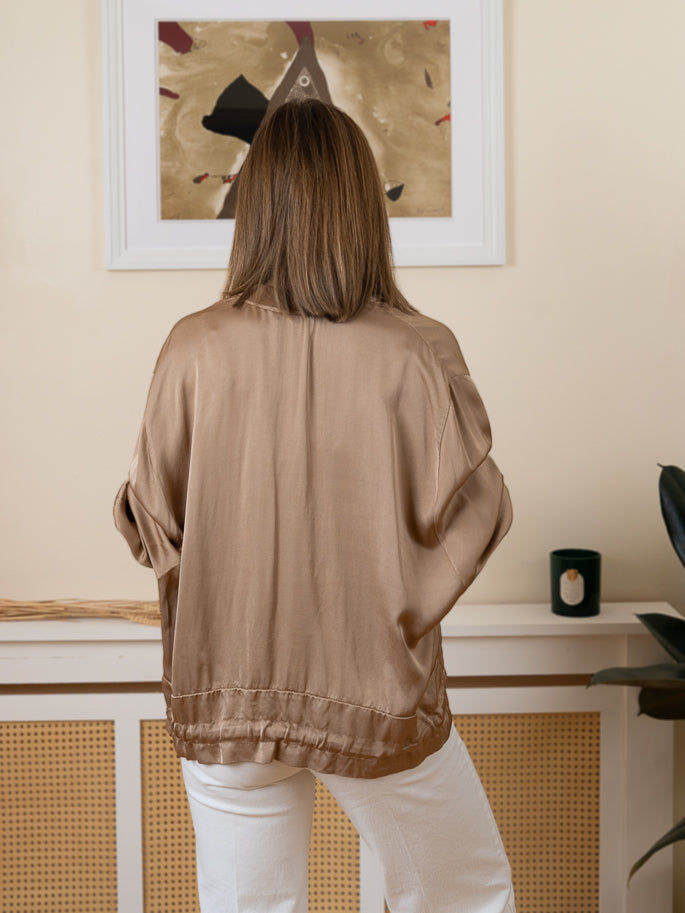 Camel Gaby Satin Jacket