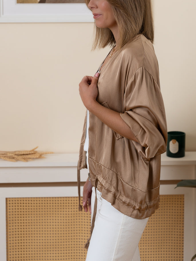 Camel Gaby Satin Jacket