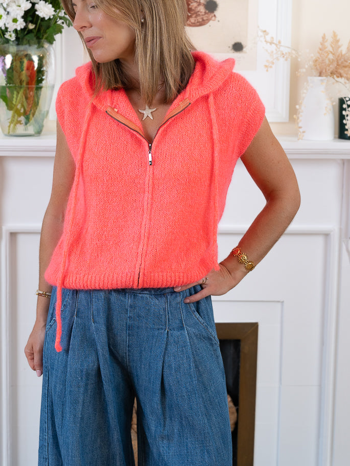 Coral Selma Mohair Hoodie