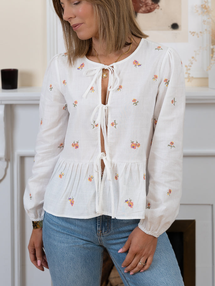 Ecru Lily Bow top