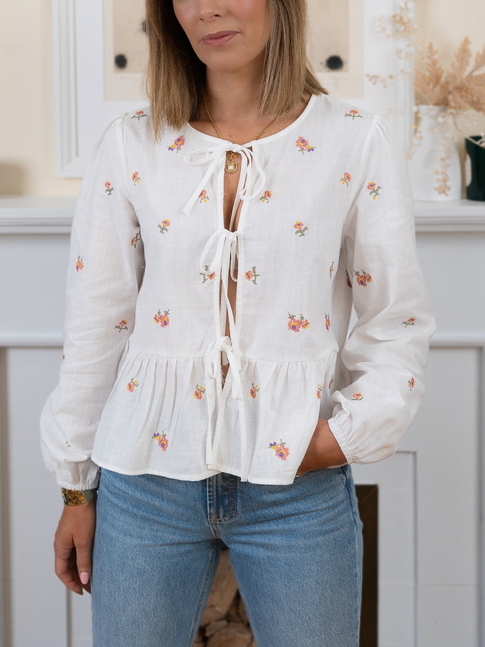 Ecru Lily Bow top