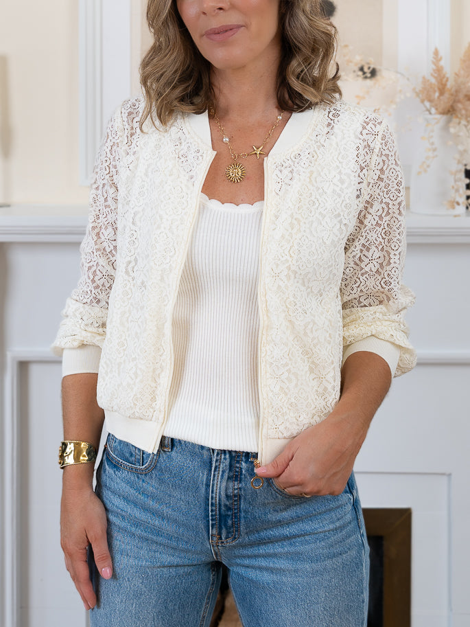 Cream Nice Bomber Jacket