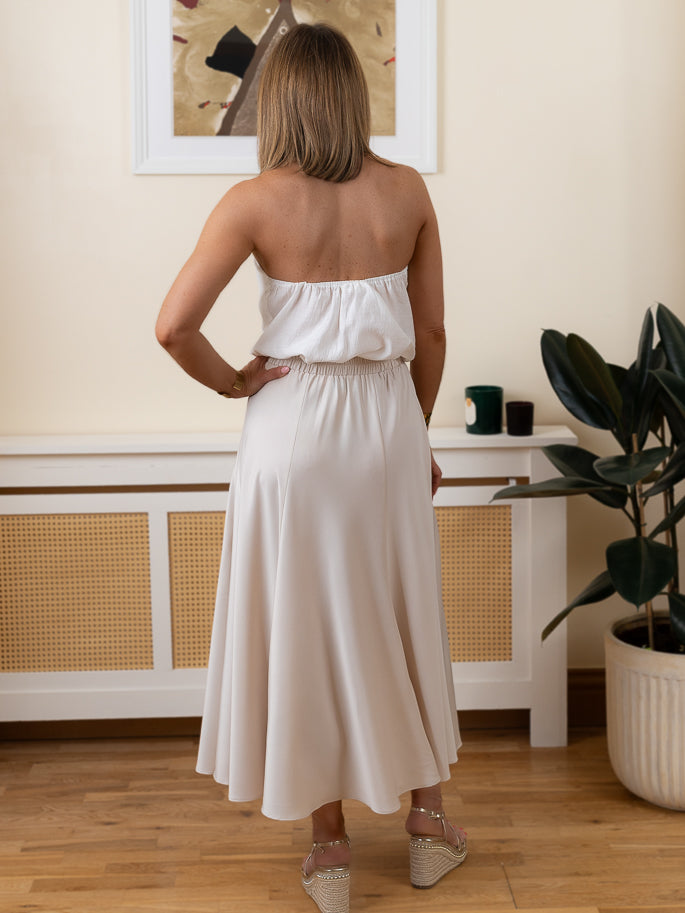 Ecru Satin Skirt