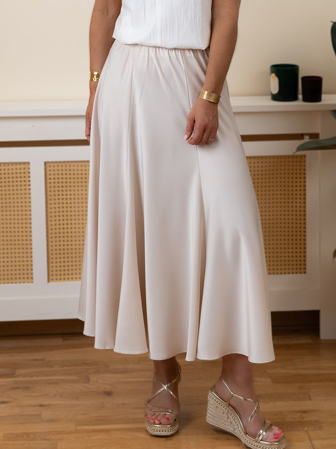 Ecru Satin Skirt