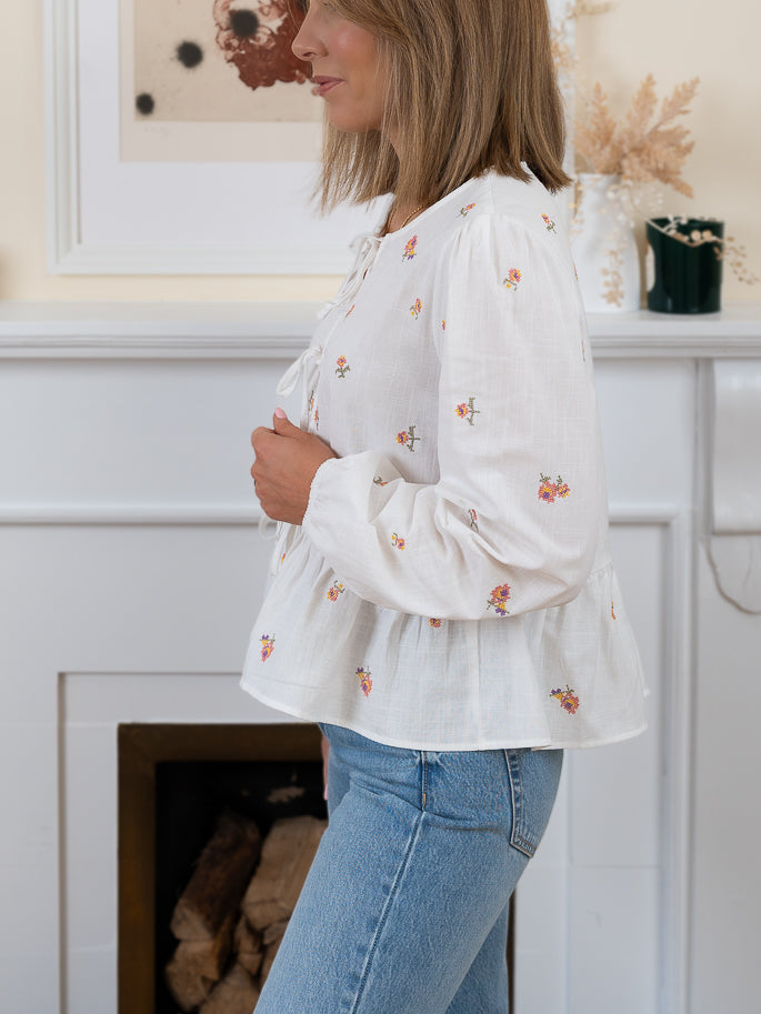 Ecru Lily Bow top