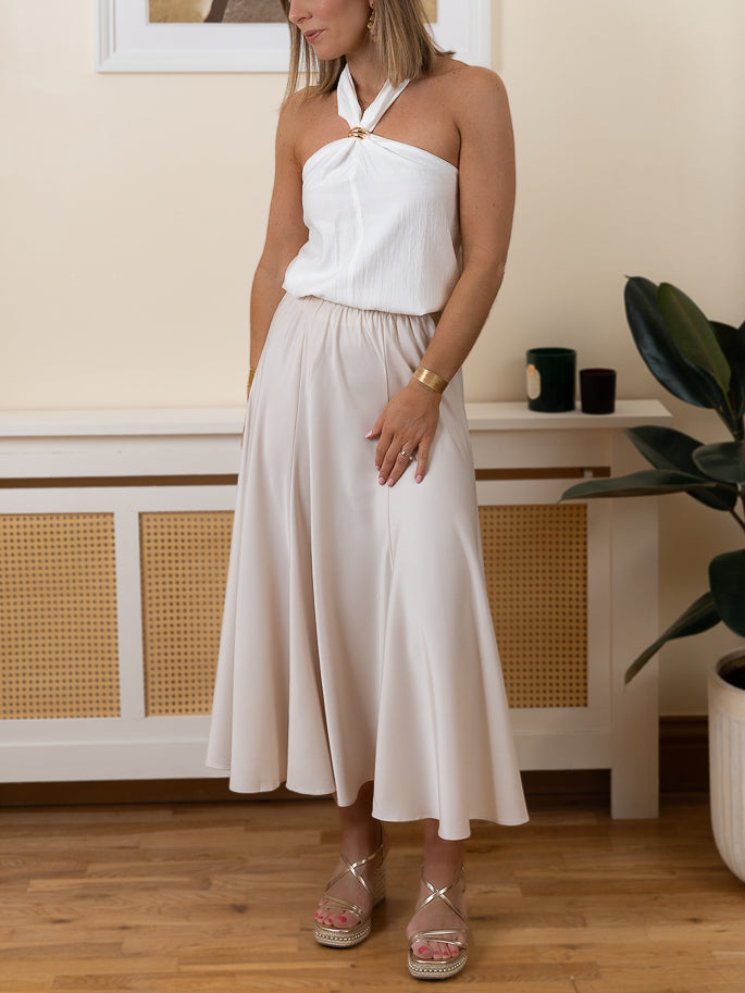 Ecru Satin Skirt