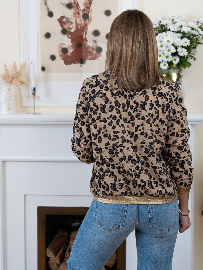Gold Leopard Bomber