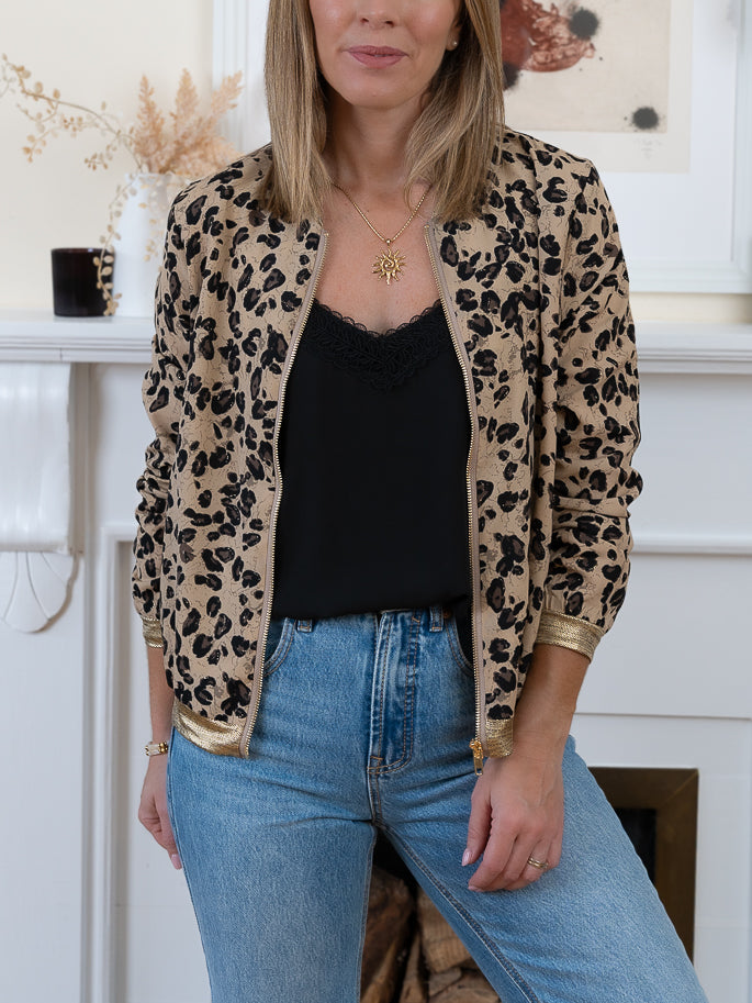 Gold Leopard Bomber