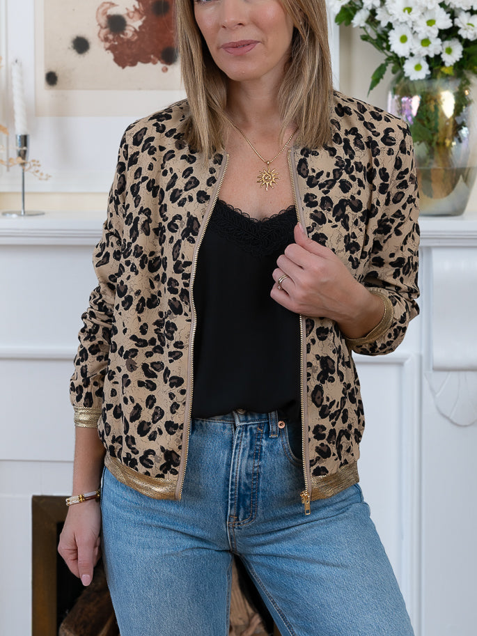 Gold Leopard Bomber