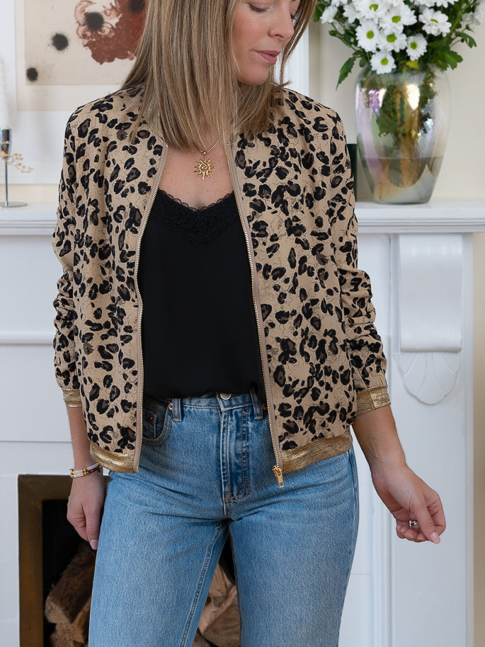 Gold Leopard Bomber