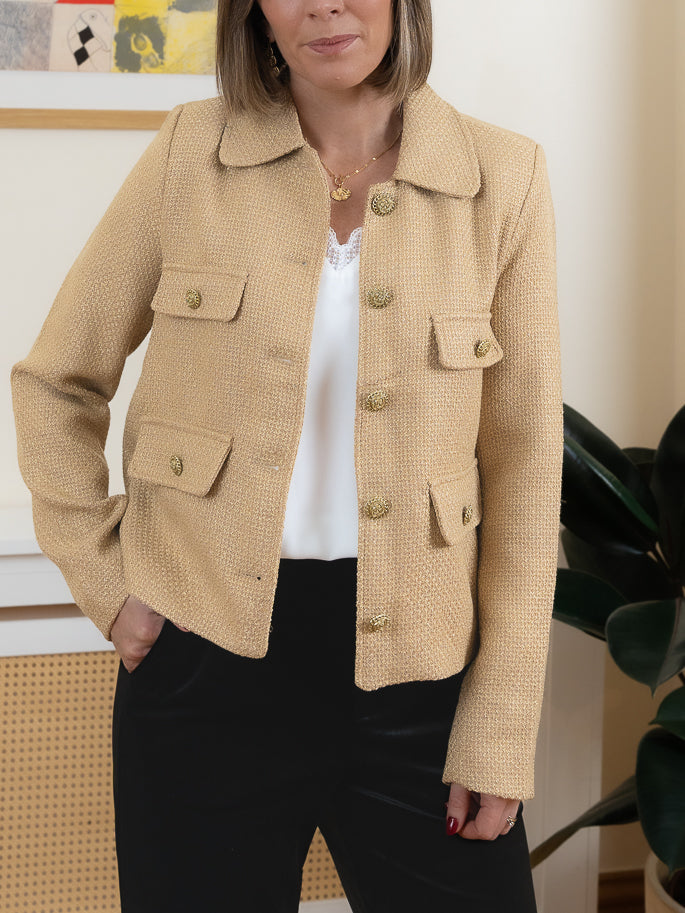 Golden Beige Tweed Blazer