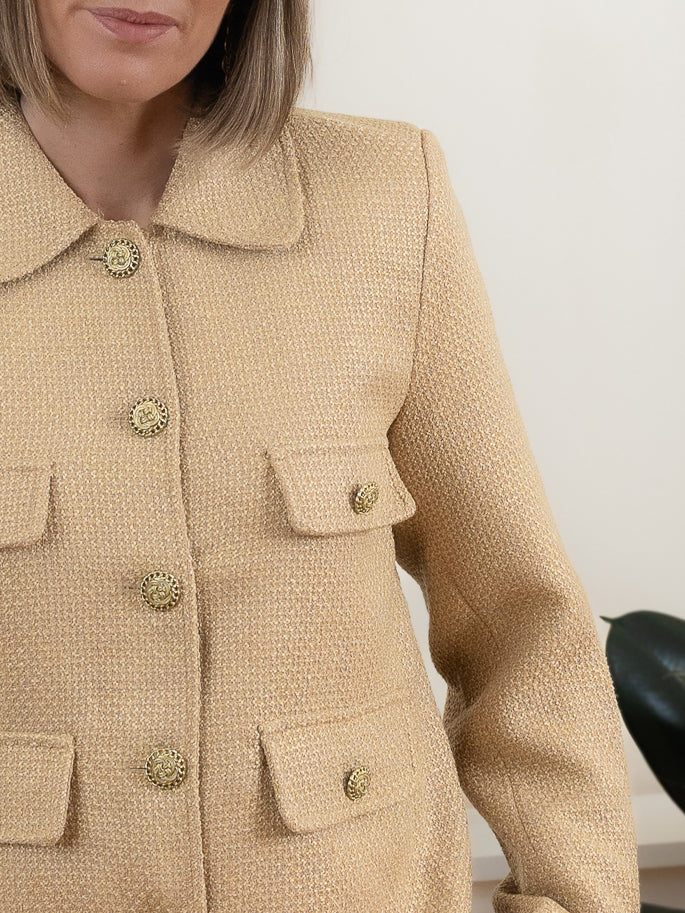 Golden Beige Tweed Blazer