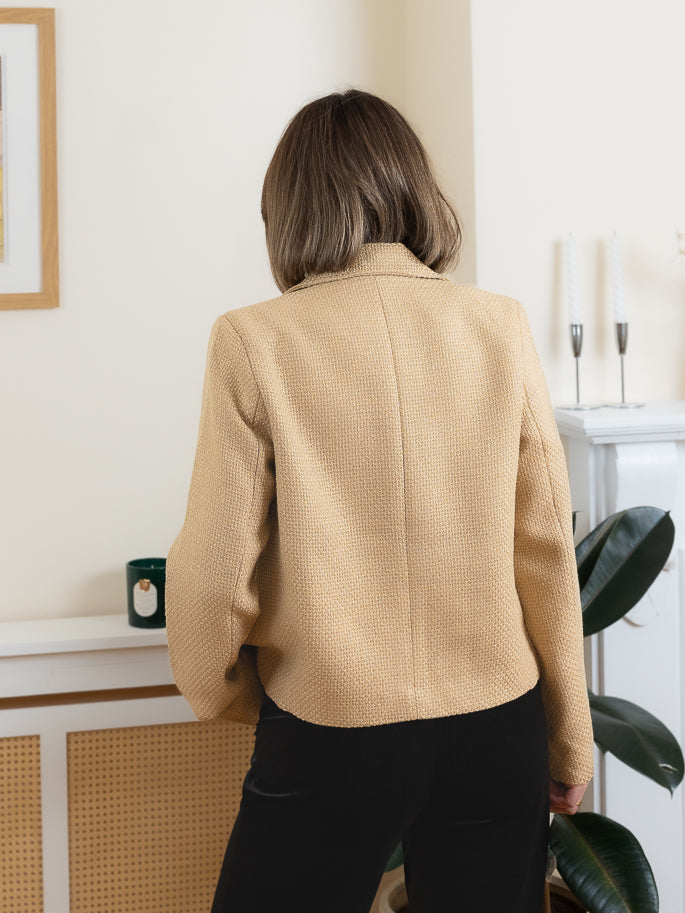 Golden Beige Tweed Blazer