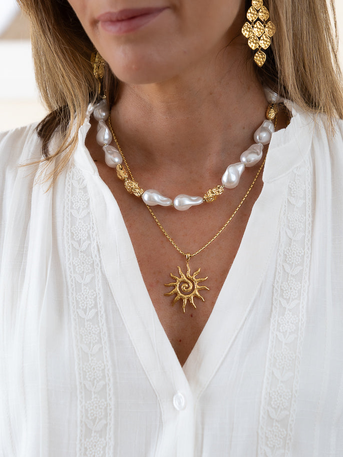Golden sun necklace