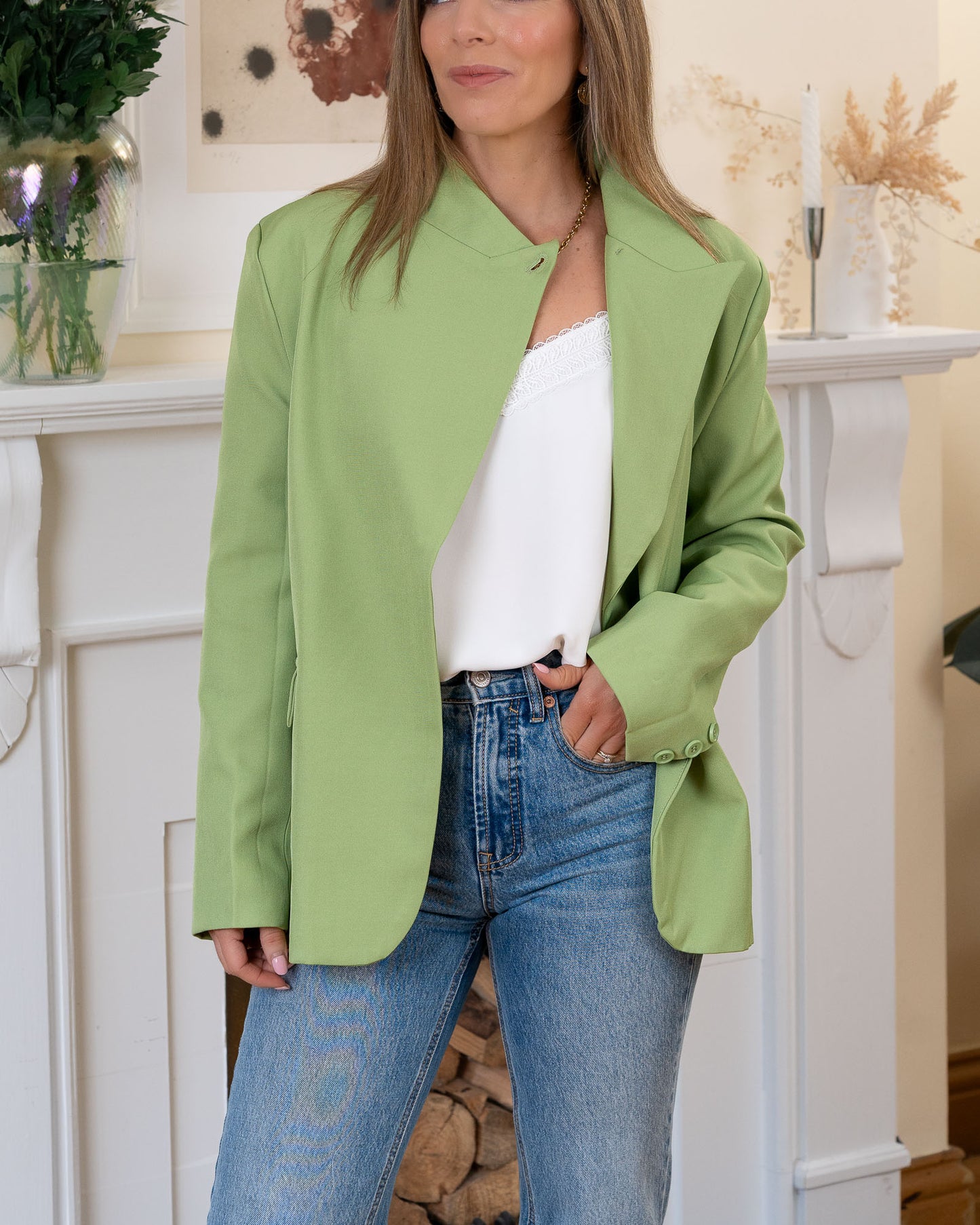 Green Asymmetric Aura Blazer
