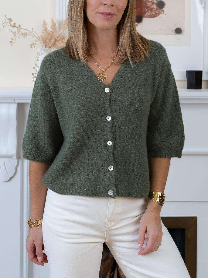 Khaki Lucia Alpaca Cardi