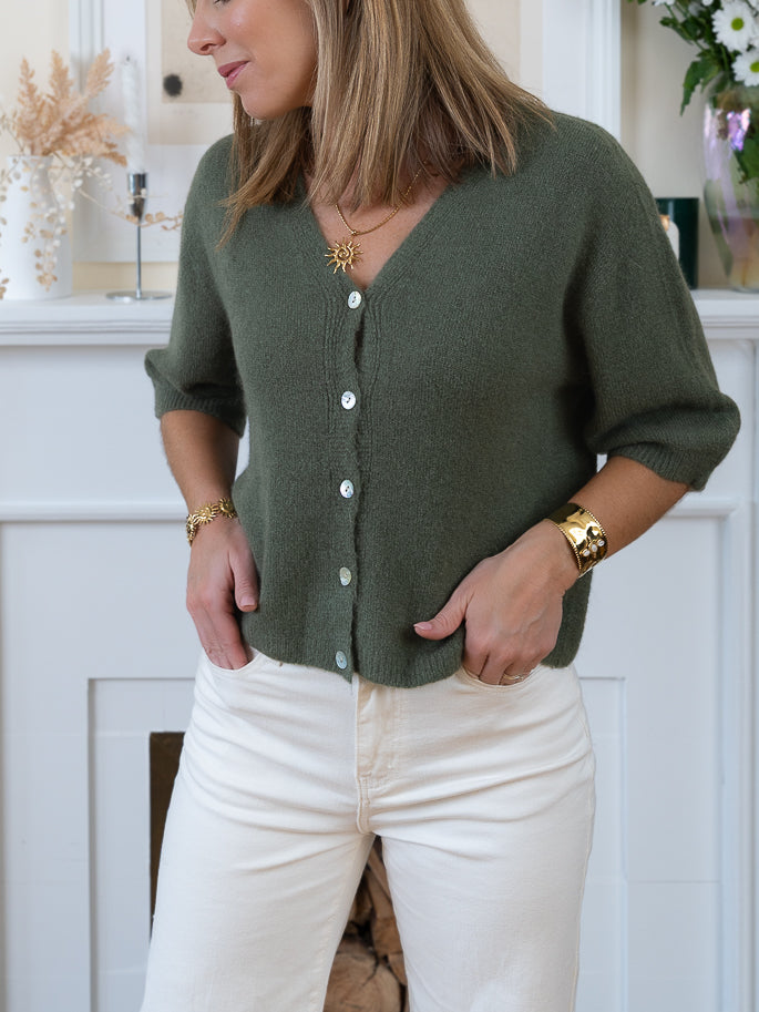 Khaki Lucia Alpaca Cardi