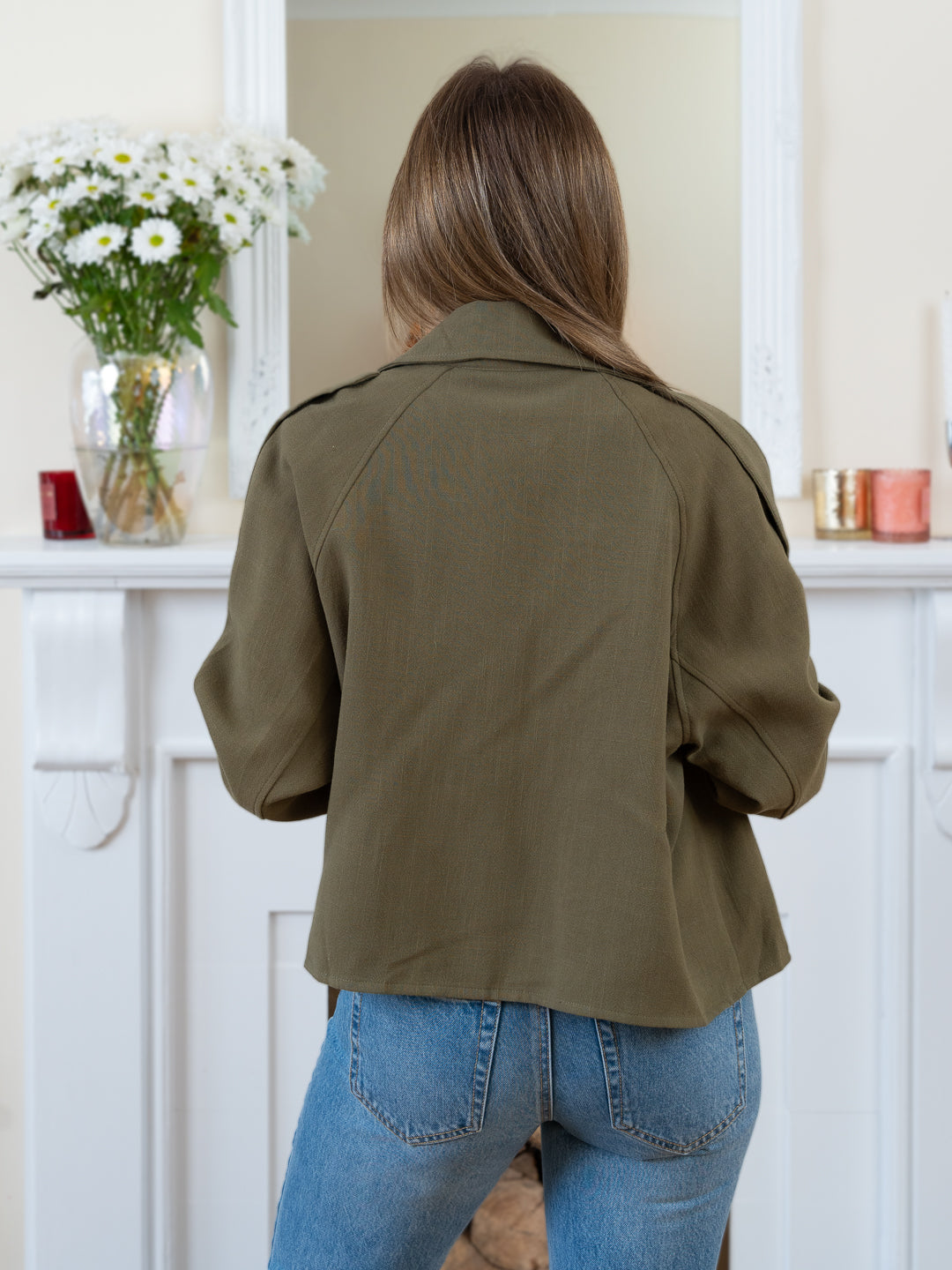 Khaki Linen short trench