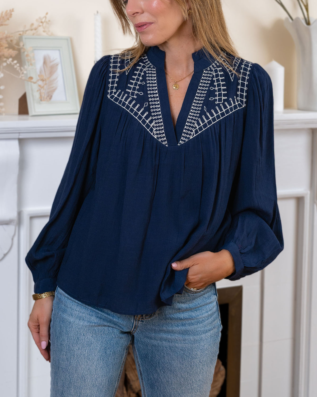Navy Vienna Blouse