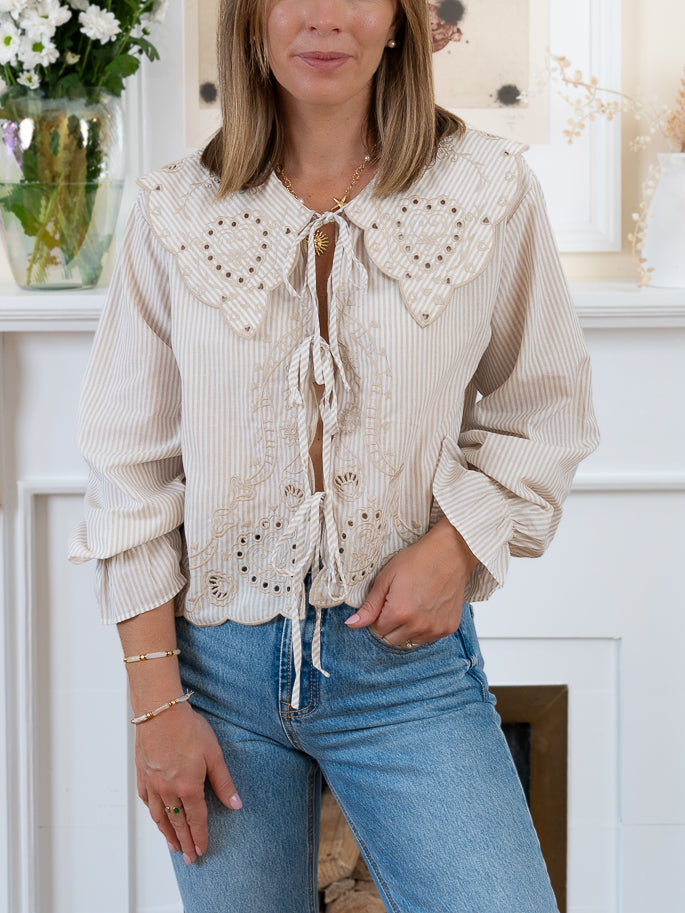 Striped Bow Blouse