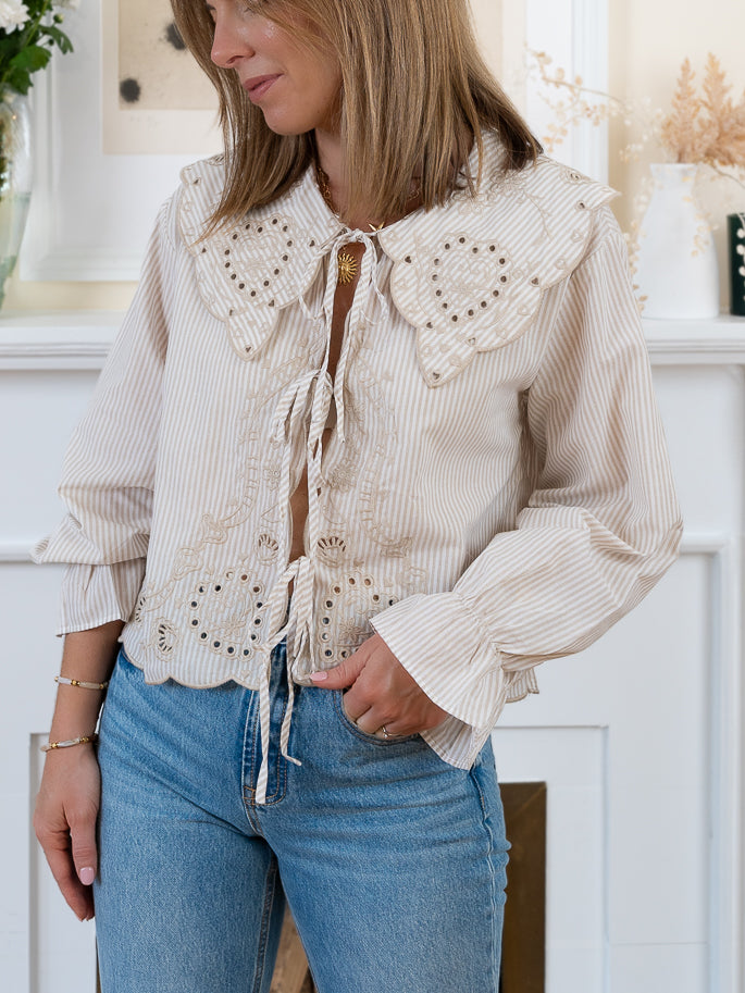 Striped Bow Blouse