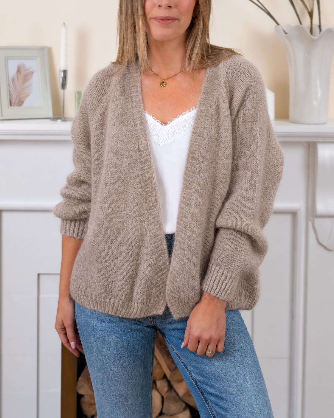 Taupe Aura Kid Mohair Cardigan (Dispatch 12/10)