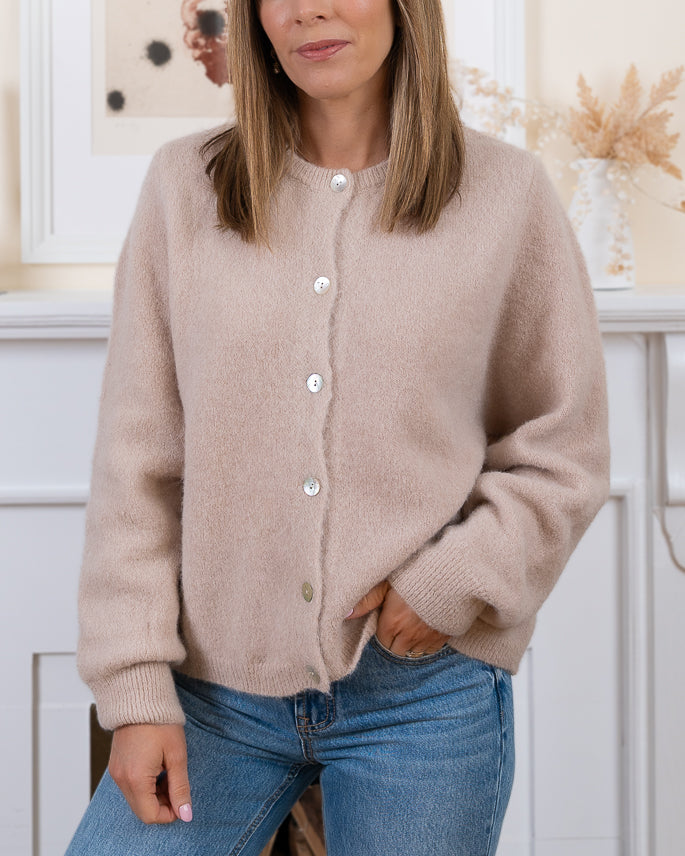 Taupe Iza alpaca Cardigan