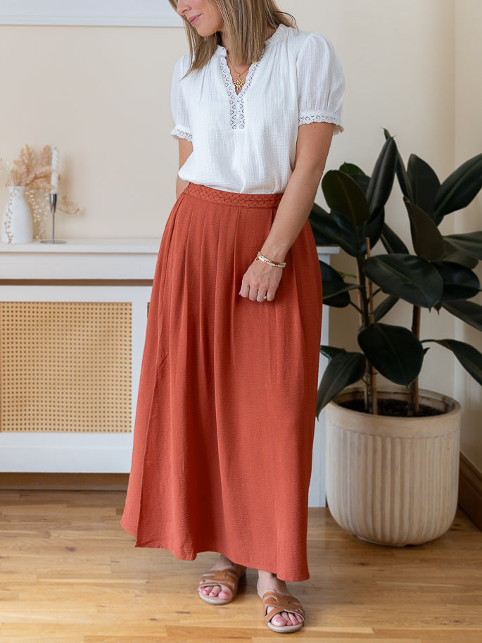 Terracotta Midi Skirt