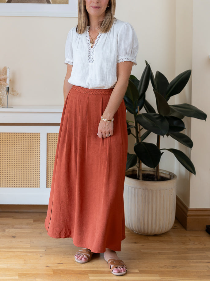 Terracotta Midi Skirt