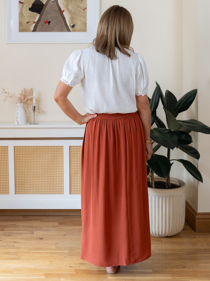 Terracotta Midi Skirt