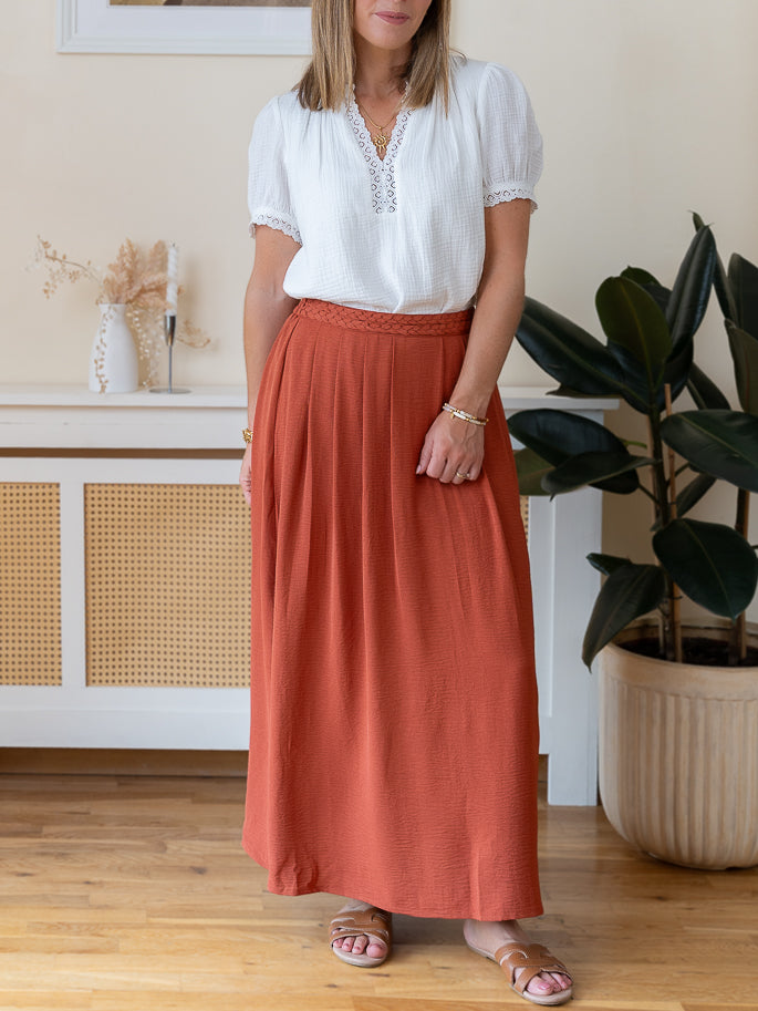 Terracotta Midi Skirt