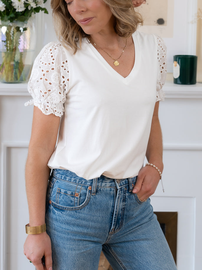 White Anglaise Tshirt