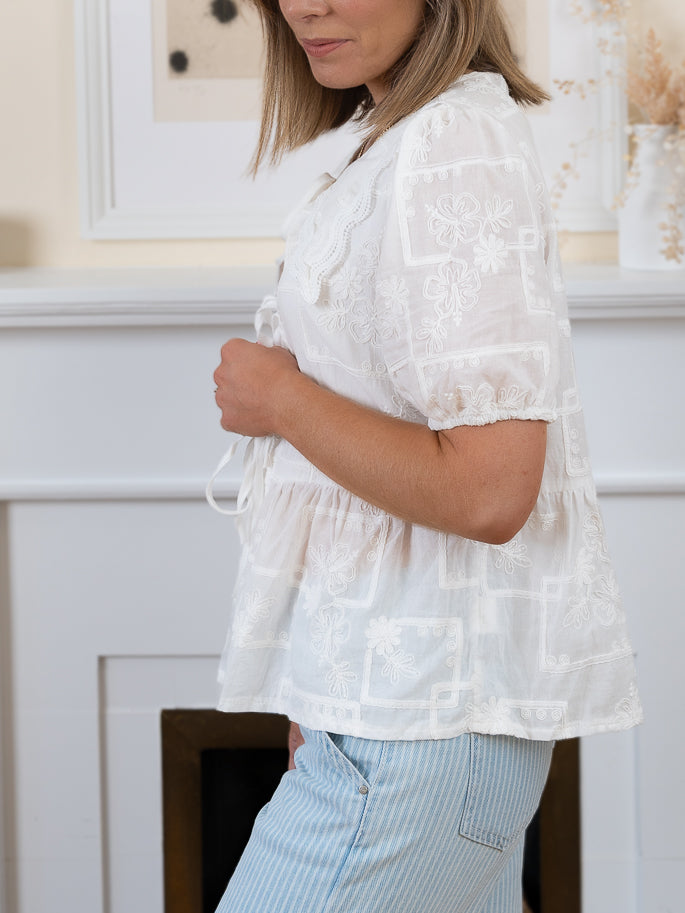White April Bow blouse
