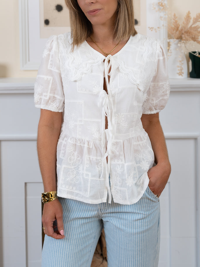 White April Bow blouse