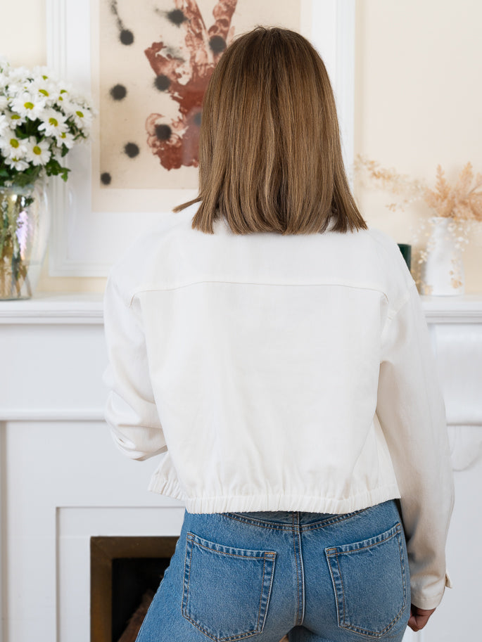White Evy Denim Bomber