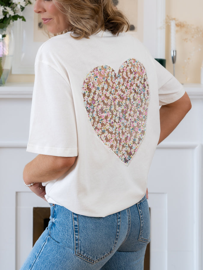 White Heart back Tshirt