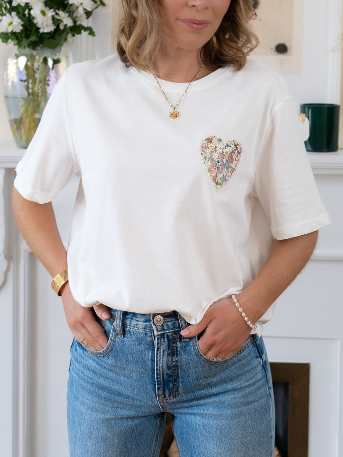 White Heart back Tshirt