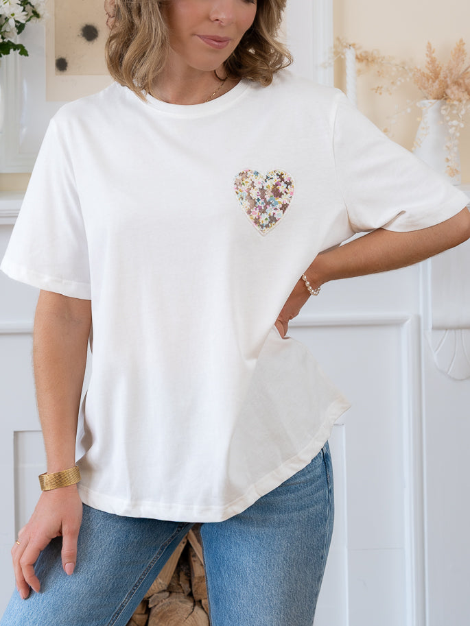 White Heart back Tshirt